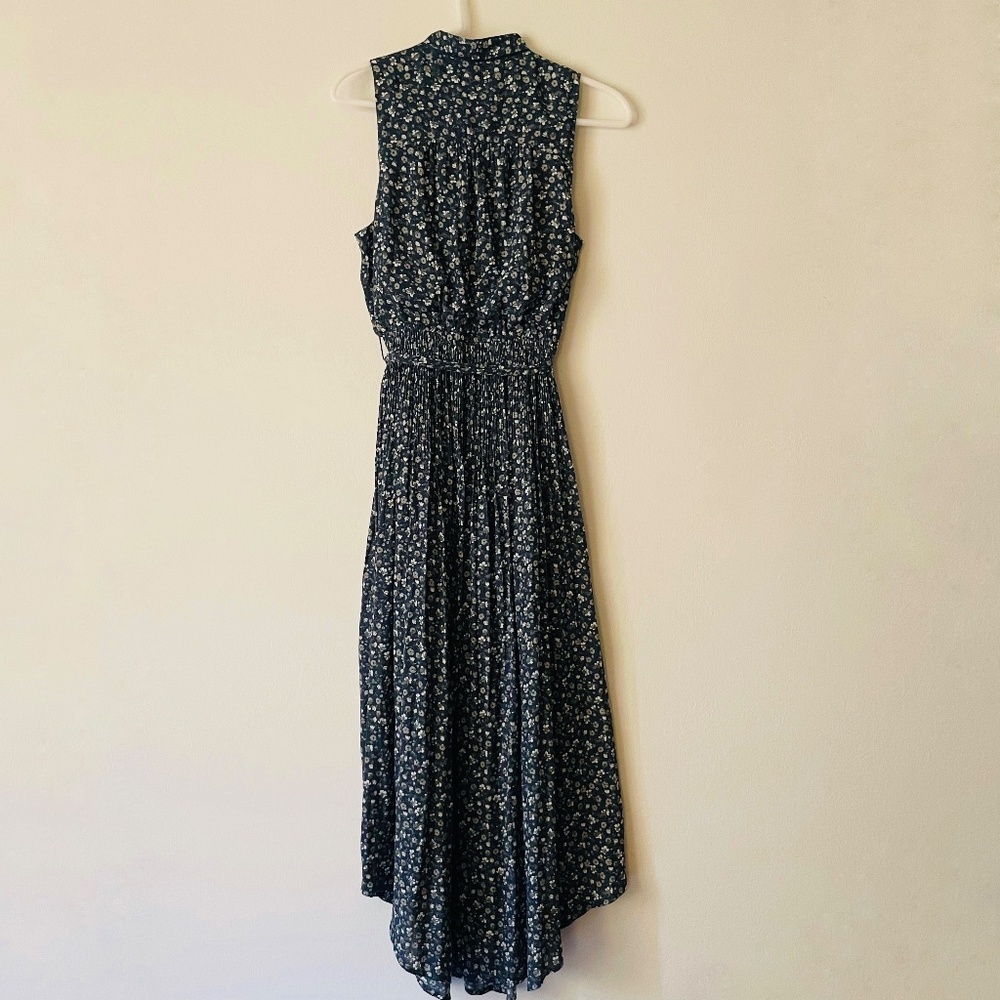 Free People XS Navy Slate Blue Floral Print Midi Dress - Picture 9 of 16